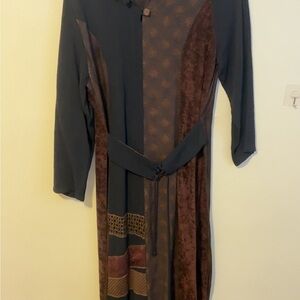 Vintage Donna Jessica Black and Brown Women's Dress